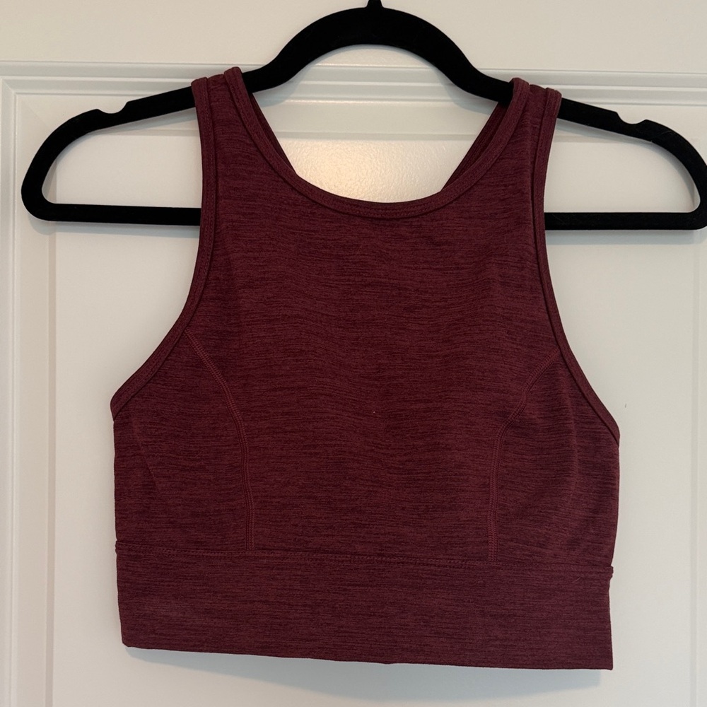 High Neck Burgundy Sports Bra